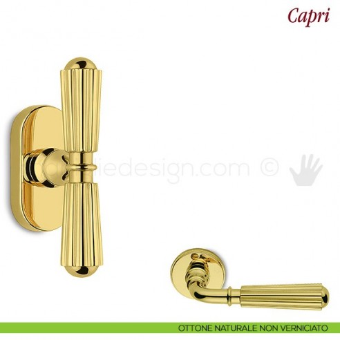 Maniglia per finestra martellina DK Capri Antologhia ottone naturale non verniciato