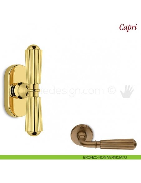 Maniglia per finestra martellina DK Capri Antologhia bronzo non verniciato