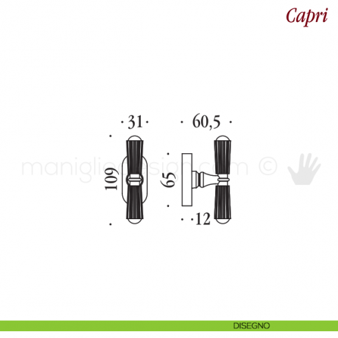 Maniglia per finestra martellina DK Capri Antologhia disegno