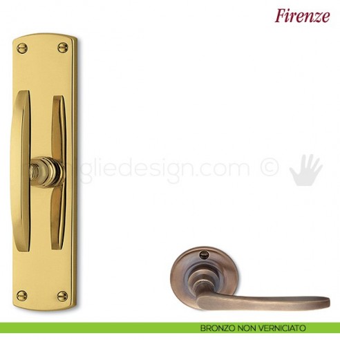 Maniglia per finestra cremonese Firenze Antologhia con placca bassa bronzo non verniciato