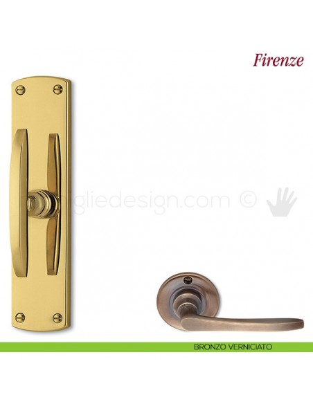 Maniglia per finestra cremonese Firenze Antologhia con placca bassa bronzo verniciato