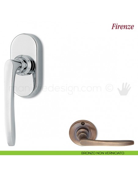Maniglia per finestra martellina DK Firenze Antologhia bronzo non verniciato