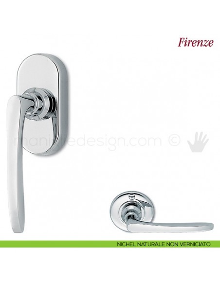 Maniglia per finestra martellina DK Firenze Antologhia nichel naturale non verniciato