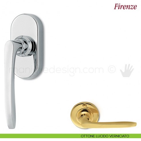 Maniglia per finestra martellina DK Firenze Antologhia ottone lucido verniciato