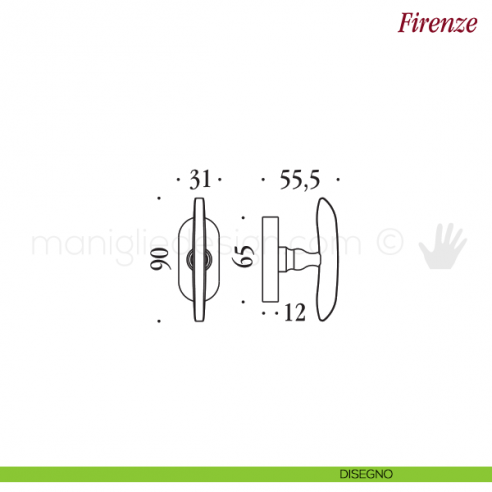 Maniglia per finestra martellina DK Firenze Antologhia disegno