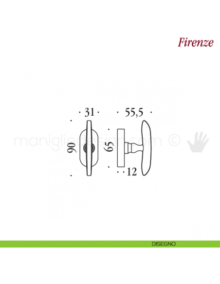 Maniglia per finestra martellina DK Firenze Antologhia disegno