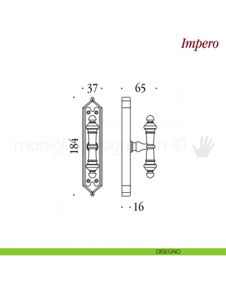 Maniglia per finestra cremonese Impero Antologhia disegno