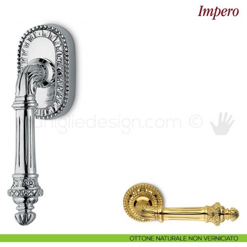 Maniglia per finestra martellina DK Impero Antologhia ottone naturale non verniciato