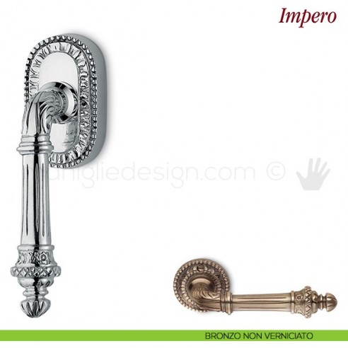 Maniglia per finestra martellina DK Impero Antologhia bronzo non verniciato