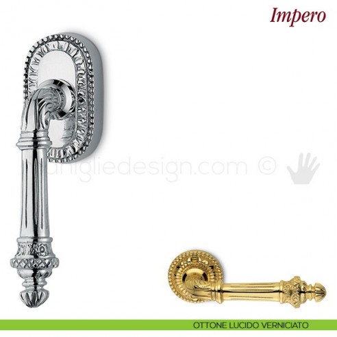 Maniglia per finestra martellina DK Impero Antologhia ottone lucido verniciato