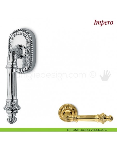 Maniglia per finestra martellina DK Impero Antologhia ottone lucido verniciato