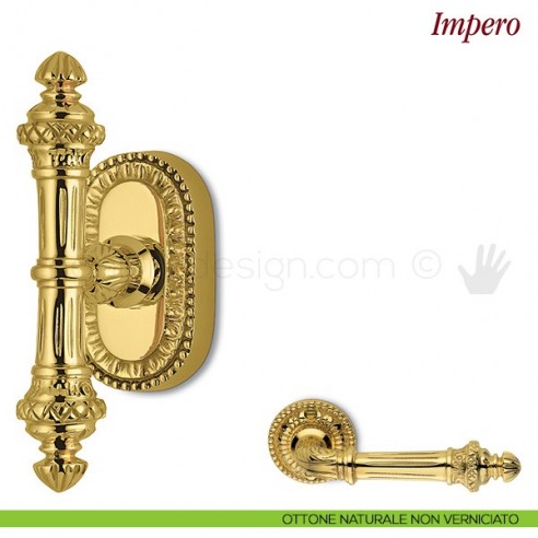 Maniglia per finestra martellina DK Impero Antologhia ottone naturale non verniciato