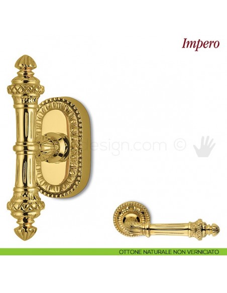 Maniglia per finestra martellina DK Impero Antologhia ottone naturale non verniciato
