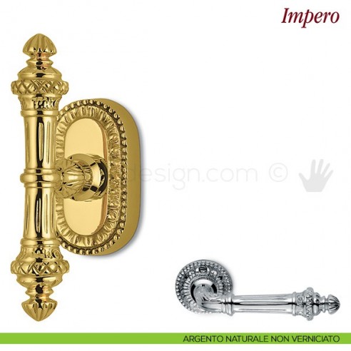 Maniglia per finestra martellina DK Impero Antologhia argento naturale non verniciato