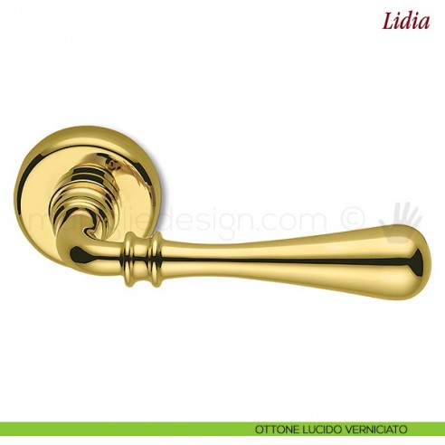 Maniglia per porta Lidia Antologhia con molla ottone lucido verniciato