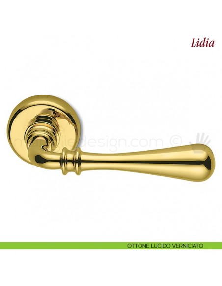 Maniglia per porta Lidia Antologhia con molla ottone lucido verniciato
