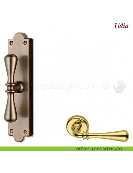 Maniglia per finestra cremonese Lidia Antologhia ottone lucido verniciato