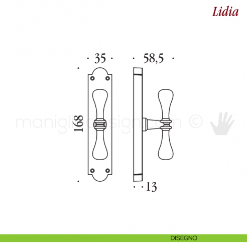 Maniglia per finestra cremonese Lidia Antologhia disegno