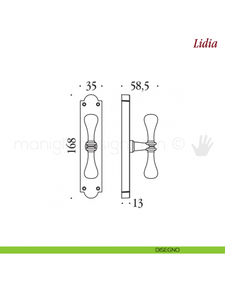 Maniglia per finestra cremonese Lidia Antologhia disegno
