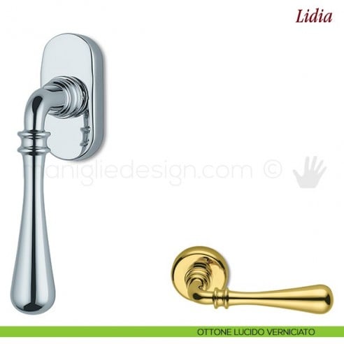 Maniglia per finestra martellina DK Lidia Antologhia ottone lucido verniciato