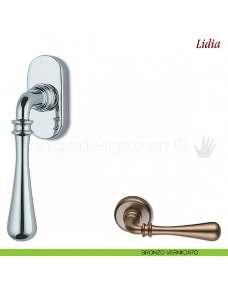 Maniglia per finestra martellina DK Lidia Antologhia bronzo verniciato