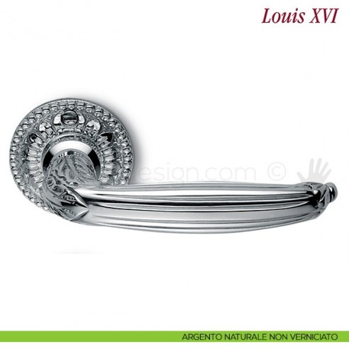 Maniglia per porta Louis XVI Antologhia senza molla argento naturale non verniciato