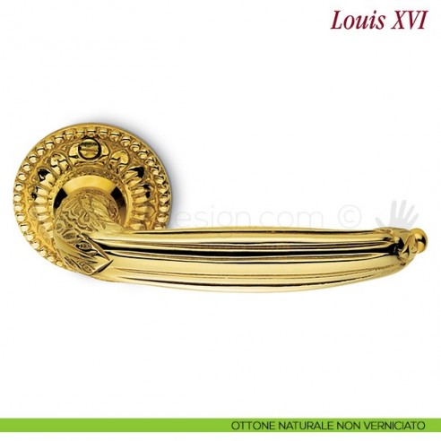 Maniglia per porta Louis XVI Antologhia con molla ottone naturale non verniciato