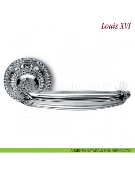 Maniglia per porta Louis XVI Antologhia con molla argento naturale non verniciato