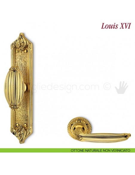 Maniglia per finestra cremonese Louis XVI Antologhia ottone naturale non verniciato