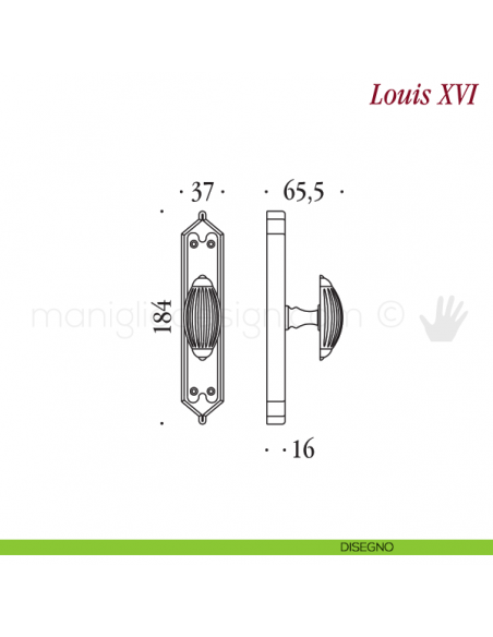 Maniglia per finestra cremonese Louis XVI Antologhia disegno