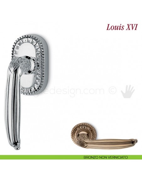 Maniglia per finestra martellina DK Louis XVI Antologhia bronzo non verniciato