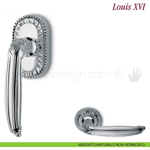 Maniglia per finestra martellina DK Louis XVI Antologhia argento naturale non verniciato