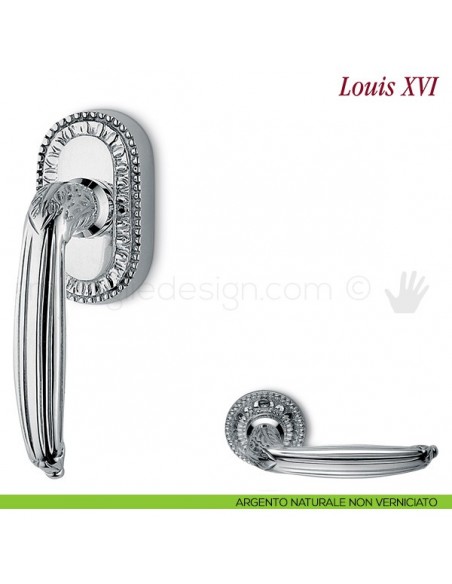 Maniglia per finestra martellina DK Louis XVI Antologhia argento naturale non verniciato
