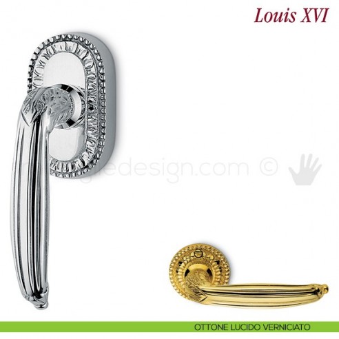 Maniglia per finestra martellina DK Louis XVI Antologhia ottone lucido verniciato