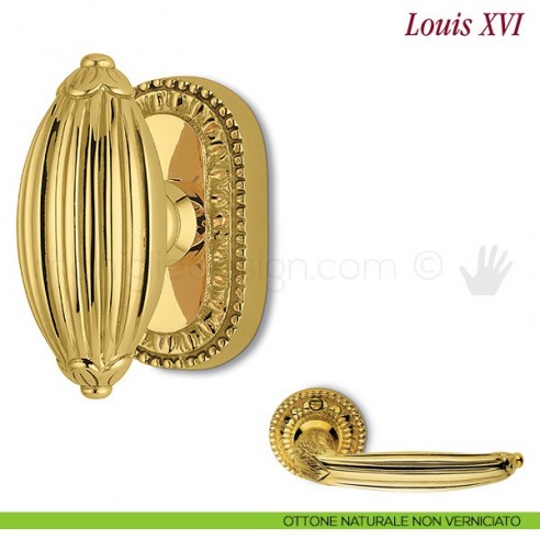 Maniglia per finestra martellina DK Louis XVI Antologhia ottone naturale non verniciato