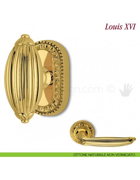 Maniglia per finestra martellina DK Louis XVI Antologhia ottone naturale non verniciato