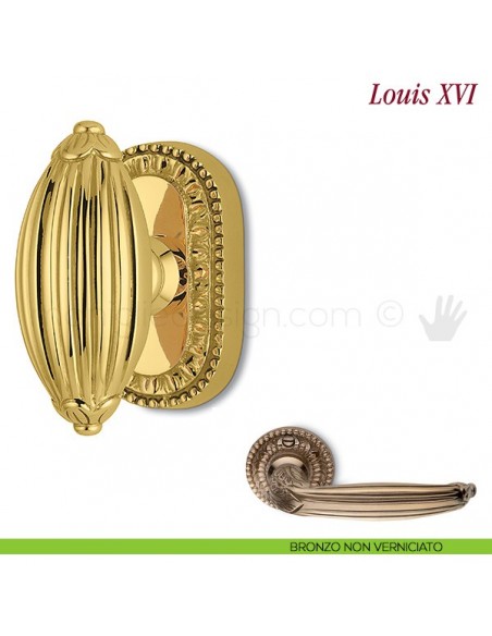 Maniglia per finestra martellina DK Louis XVI Antologhia bronzo non verniciato