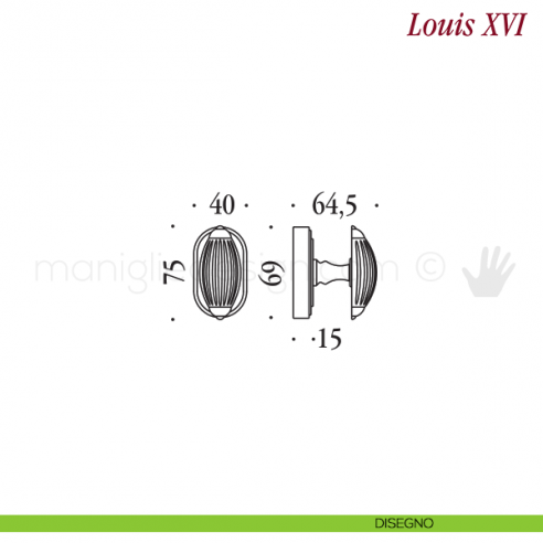 Maniglia per finestra martellina DK Louis XVI Antologhia disegno