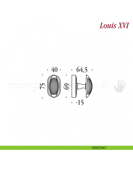 Maniglia per finestra martellina DK Louis XVI Antologhia disegno