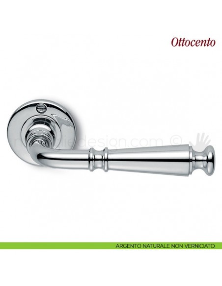 Maniglia per porta Ottocento Antologhia senza molla argento naturale non verniciato