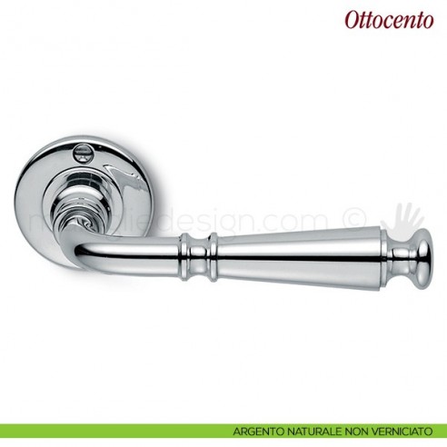 Maniglia per porta Ottocento Antologhia con molla argento naturale non verniciato