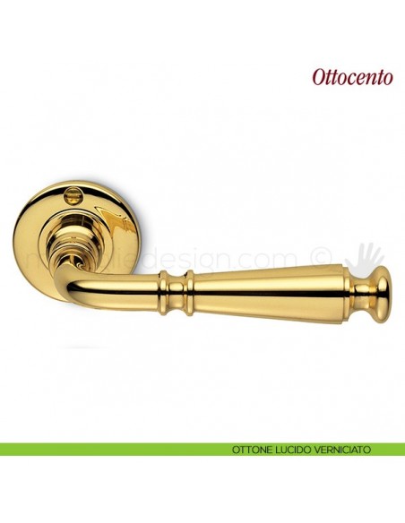 Maniglia per porta Ottocento Antologhia con molla ottone lucido verniciato