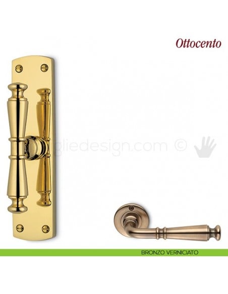 Maniglia per finestra cremonese Ottocento Antologhia con placca bassa bronzo verniciato