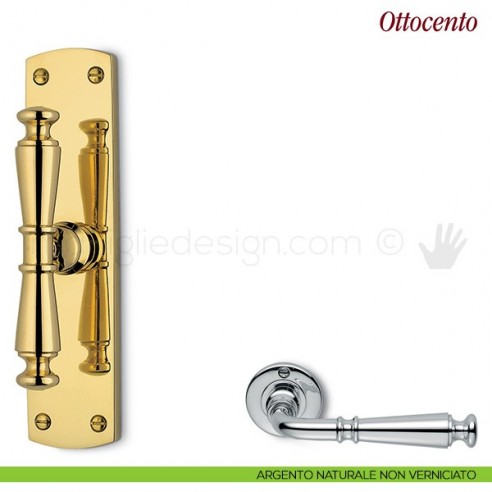 Maniglia per finestra cremonese Ottocento Antologhia argento naturale non verniciato