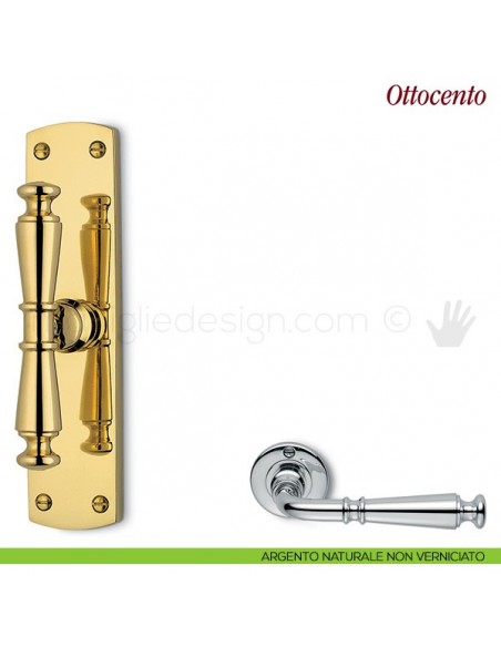Maniglia per finestra cremonese Ottocento Antologhia argento naturale non verniciato