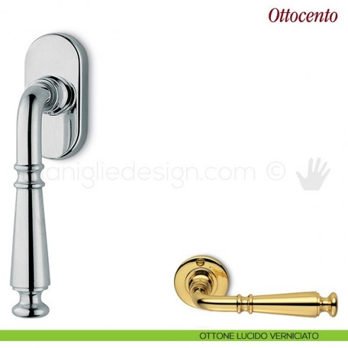 Maniglia per finestra martellina DK Ottocento Antologhia ottone lucido verniciato