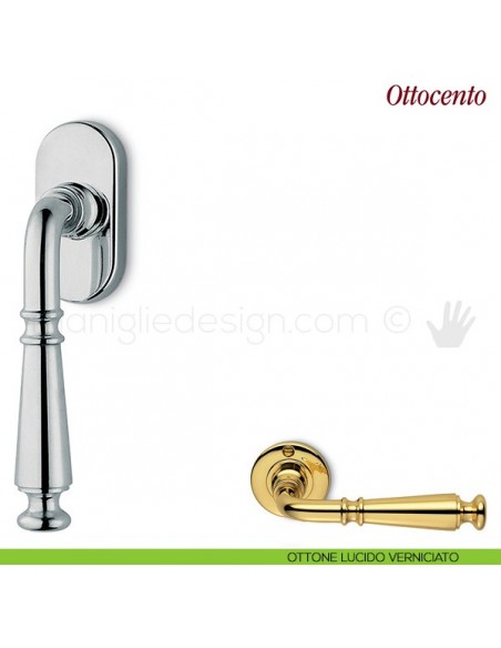 Maniglia per finestra martellina DK Ottocento Antologhia ottone lucido verniciato