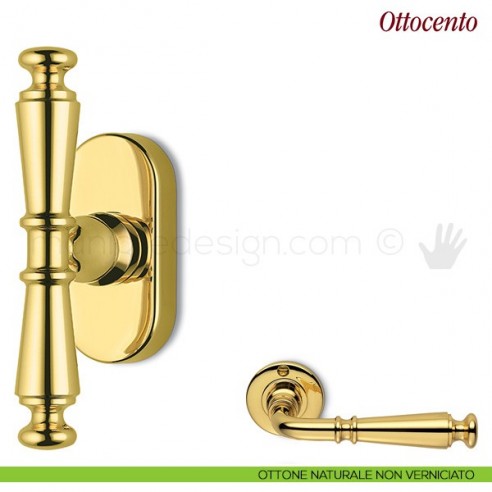 Maniglia per finestra martellina DK Ottocento Antologhia ottone naturale non verniciato