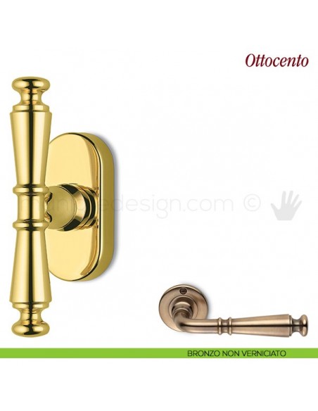 Maniglia per finestra martellina DK Ottocento Antologhia bronzo non verniciato