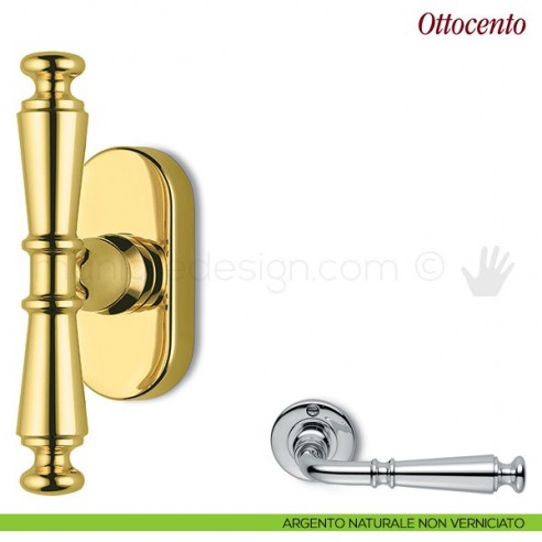 Maniglia per finestra martellina DK Ottocento Antologhia argento naturale non verniciato